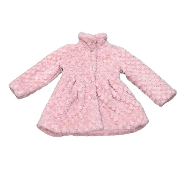 Juicy Couture Kids Faux Fur Coat Size 5 Pastel Pink